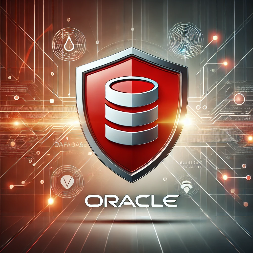 DALLE 2025-01-22 13.58.01 – A professional and sleek illustration representing Oracle with a foc Uma ilustração moderna representando a segurança na plataforma Oracle com o conceito de Atualização Crítica. A imagem apresenta o logotipo da Oracle integrado com elementos visuais de proteção, como um escudo tecnológico, linhas de código e gráficos representando conectividade e resiliência. O design transmite inovação e confiança no contexto de segurança cibernética.